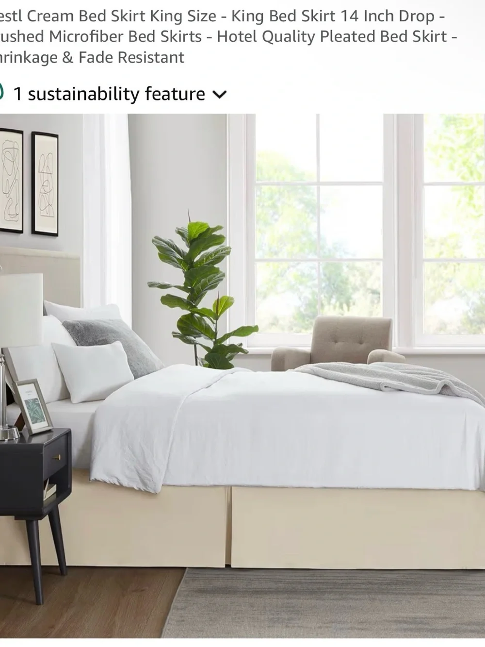 Classic Cream King Bed Skirt - Tailored Pleat, 14-Inch Drop